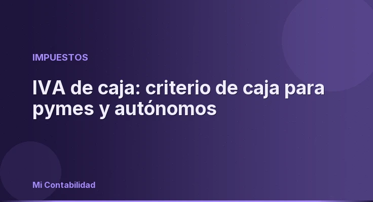 IVA de caja: criterio de caja para pymes y autónomos
